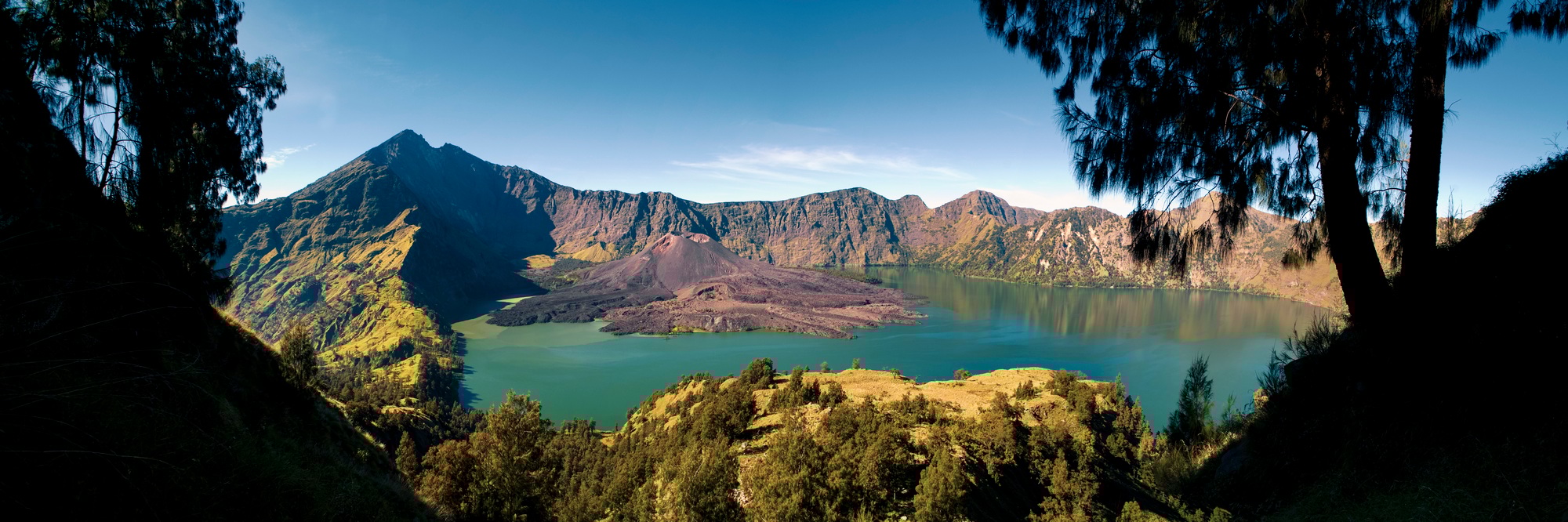 Panoramic Photo of Mount Rinjani on Lombok, the Second Highest Volcano in Indonesia, Asia